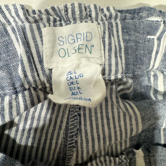 Sigrid Olsen striped cotton and linen pant size Large - Picture 7 of 7